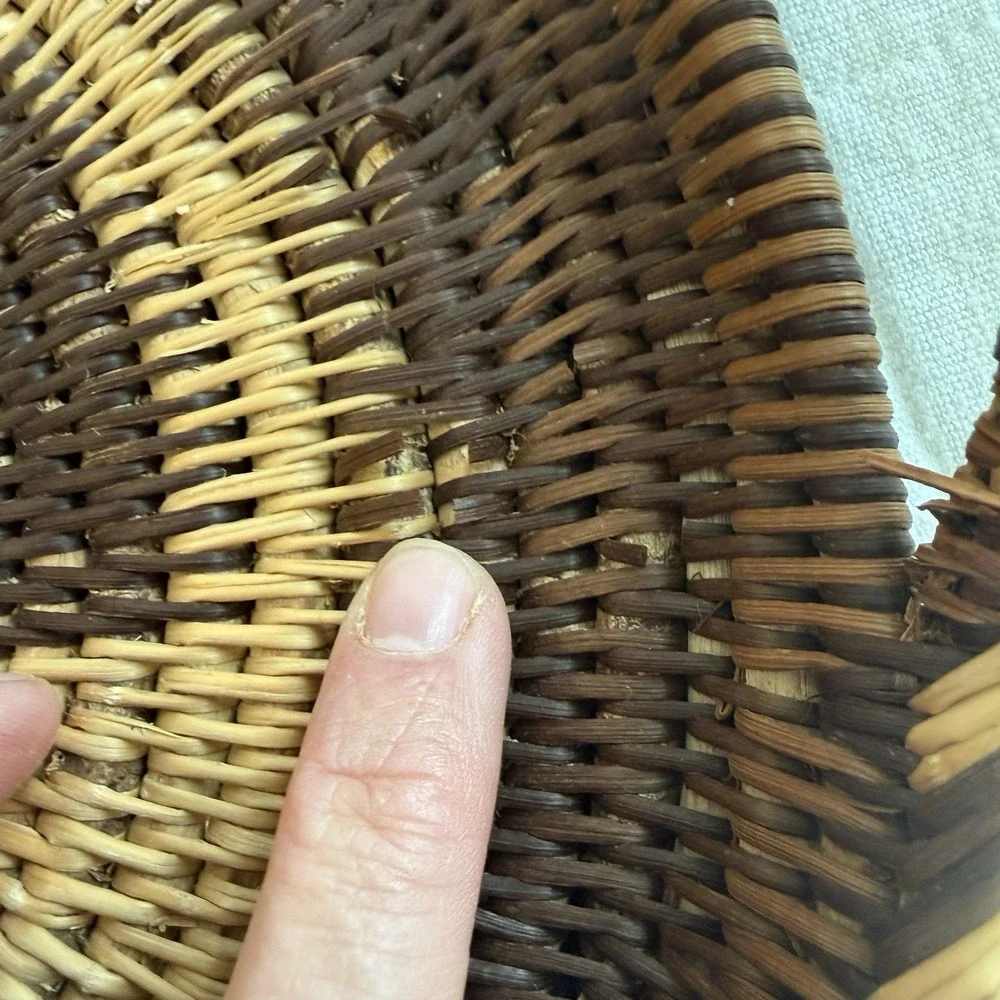Papua New Guinea Buka Oval Woven Basket Tray 18″ Sunburst Handles 1960s VTG
